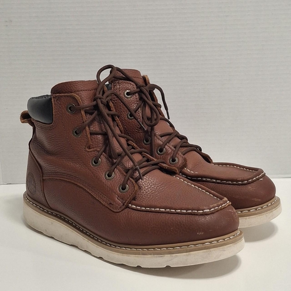 Rockrooster Boots Mens Size 13 Walker Wedge Brown Leather Safety Work Soft Toe